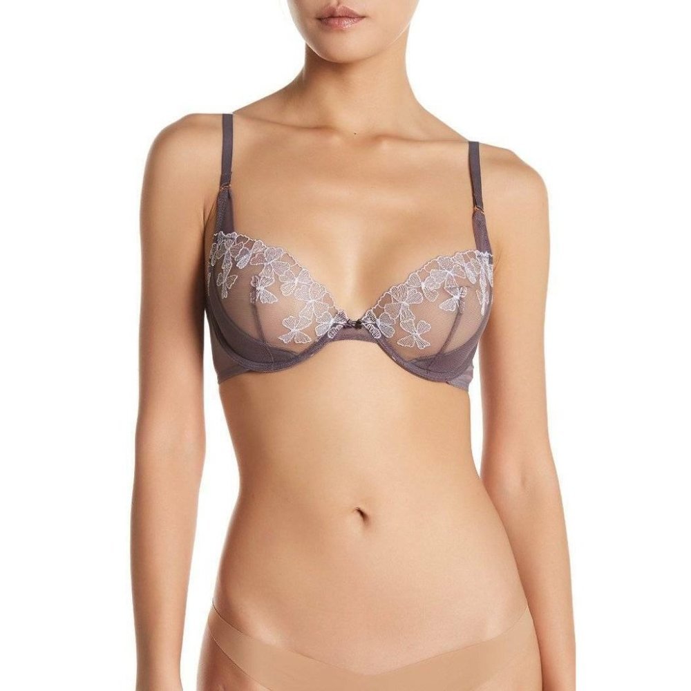 Skarlett Blue Coquette Unlined Sheer Demi Underwire Bra Gray 32B #1730118 - Picture 3 of 3